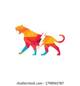 Cheetah thunder vector logo design. Cheetah electric energy logo vector design.