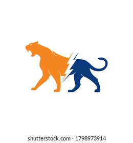 Cheetah thunder vector logo design. Cheetah electric energy logo vector design.