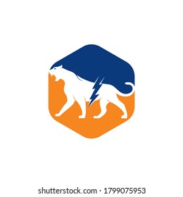 Cheetah thunder vector logo design. Cheetah electric energy logo vector design.