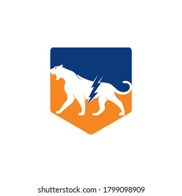 Cheetah thunder vector logo design. Cheetah electric energy logo vector design.
