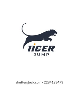 Cheetah tiger jump logo design vector illustration template