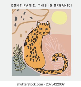 cheetah tiger lion cat illustration with abstract background minimal modern doodle