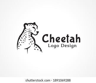 cheetah, tiger, wild cat keep watch drawing art logo, symbol design inspiration 