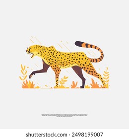 A cheetah vector in EPS format provides a scalable, high-quality image with distinctive black spots, ideal for illustrations, educational materials, and branding.
