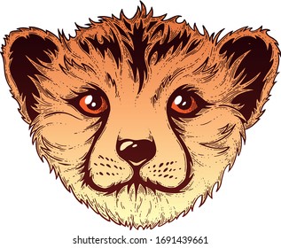Cheetah. Vector illustration. Ink work.