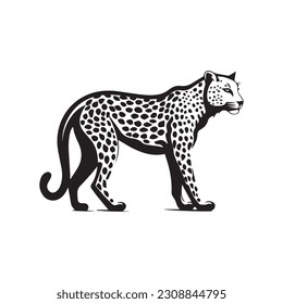 cheetah vector logo - black and white . Abstract drawing Vector illustration