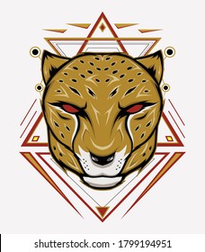 cheetah vector logo with sacred background. cheetah mascot design