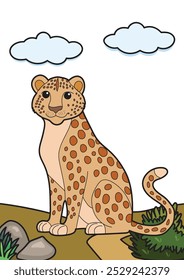 a cheetah with a view of with color. suitable for education for children