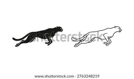 Cheetah vs Leopard Speed Grace Animal Silhouettes Vector