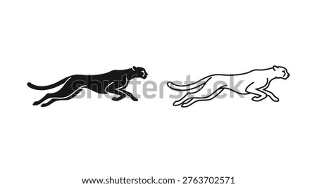 Cheetah vs Leopard Speed Grace Silhouette Art Vector