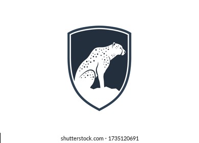 cheetah wild animal silhouette icon logo design template for sport team, or any company on white background.