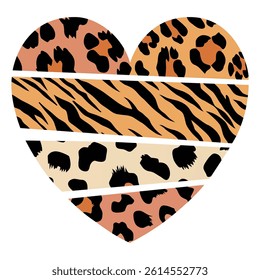 Cheetah wild heart set vector illustration