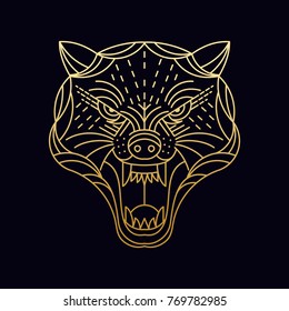 Cheetah / Wolf / Wild animal / line art illustration