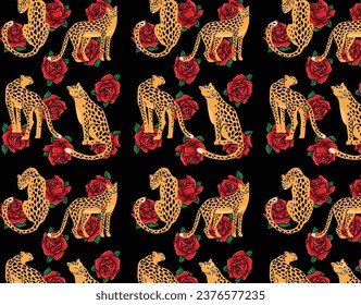 cheetahs con la impresión de rosas rojas