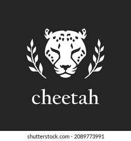 Cheetas head wild animal vector icon for label, badge, advertisement or sign. Isolated on black background.