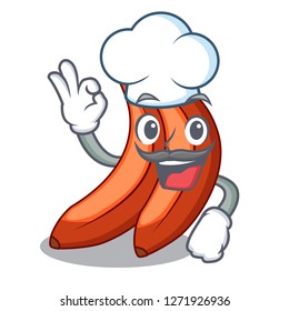 Chef abunch in red bananas fruit character