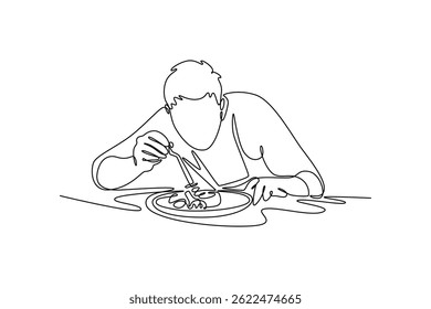 Chef activity concept. Single line draw design. Vector graphic illustration