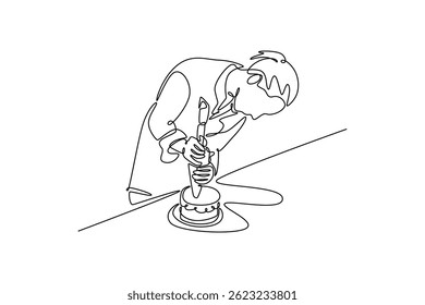 Chef activity concept. Single line draw design. Vector graphic illustration