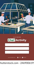 Ilustración plana del diseño de la actividad del chef para la publicación de las redes sociales