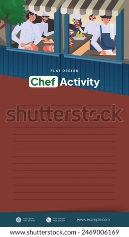 Chef activity flat design illustration for social media post