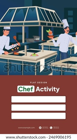 Chef activity flat design illustration for social media post