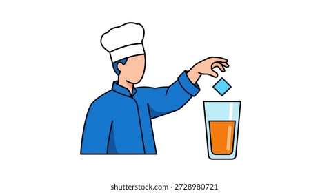 Chef adds ice to a drink