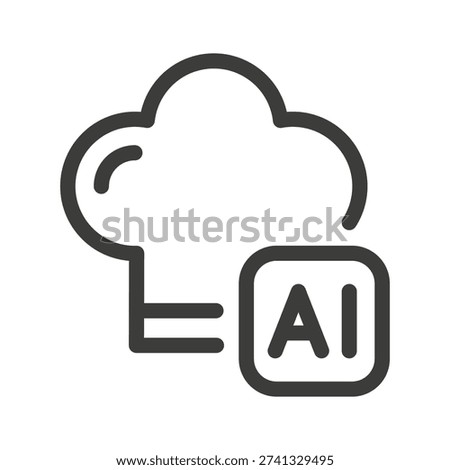 Chef ai icon. Chef hat with artificial intelligence line vector.