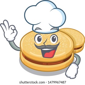 Chef alfajores with in the cartoon shape