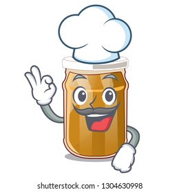 Chef almond butter on a cartoon table