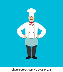 Chef angry. Cook evil. kitchener Vector illustration