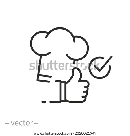 chef approved icon, recommended good food, nutritionist eat, thin line symbol - editable stroke vector illustration