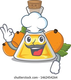 Chef apricot oil isolated with the mascot