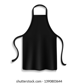 Chef Apron. Black Culinary Cloth Apron Chef Uniform Kitchen Cotton Dark Working Cooking Clothes Isolated Vector Mockup