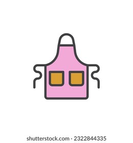 Icono de contorno relleno del delantal del chef, signo del vector de línea, pictograma lineal colorido aislado en blanco. Símbolo, ilustración del logotipo. Gráficos vectoriales