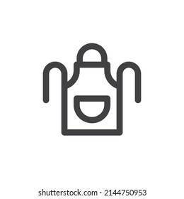 Icono de línea de delantal del chef. signo de estilo lineal para concepto móvil y diseño web. Icono vectorial del contorno de la plataforma de cocina. Símbolo, ilustración del logotipo. Gráficos vectoriales