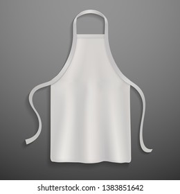 Chef apron. White culinary realistic 3d cloth apron chef uniform kitchen cotton cooking clothes isolated vector mockup