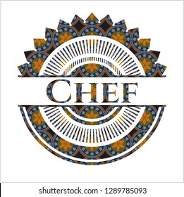 Chef arabic badge background. Arabesque decoration.