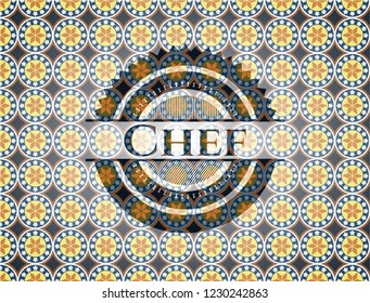 Chef arabic style emblem. Arabesque decoration.