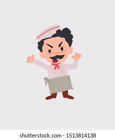 Chef argues something with a gesture of discontent.