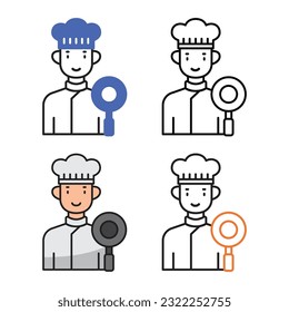 Chef avatar icon design in four variation color