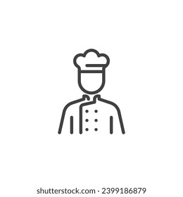 Icono de línea avatar del chef. signo de estilo lineal para concepto móvil y diseño web. El chef del restaurante esboza un icono vector. Símbolo, ilustración del logotipo. Gráficos vectoriales