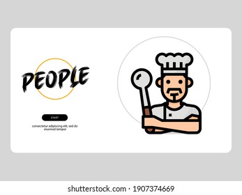 chef avatar on white background, very suitable for learning media