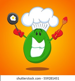 Chef Avocado Cartoon