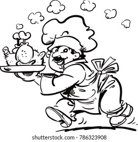 chef with baked chicken