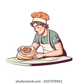 The chef baked homemade dessert on a plate icon isolated