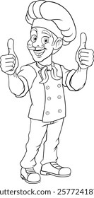 A chef or baker cartoon cook food man mascot character giving a thumbs up