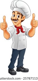 A chef or baker cartoon cook food man mascot character giving a thumbs up