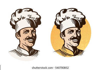 Chef, baker, cook symbol. Cooking, restaurant or cafe logo. Vector illustration