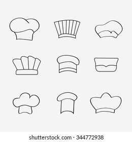 Chef or baker hats and toques set in cartoon style - vector