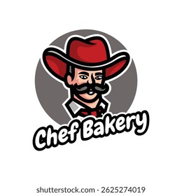 Chef Bakery Logo with Cowboy Chef Mascot